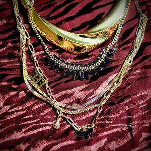 Dolls Kill Gold and Black Statement Necklace